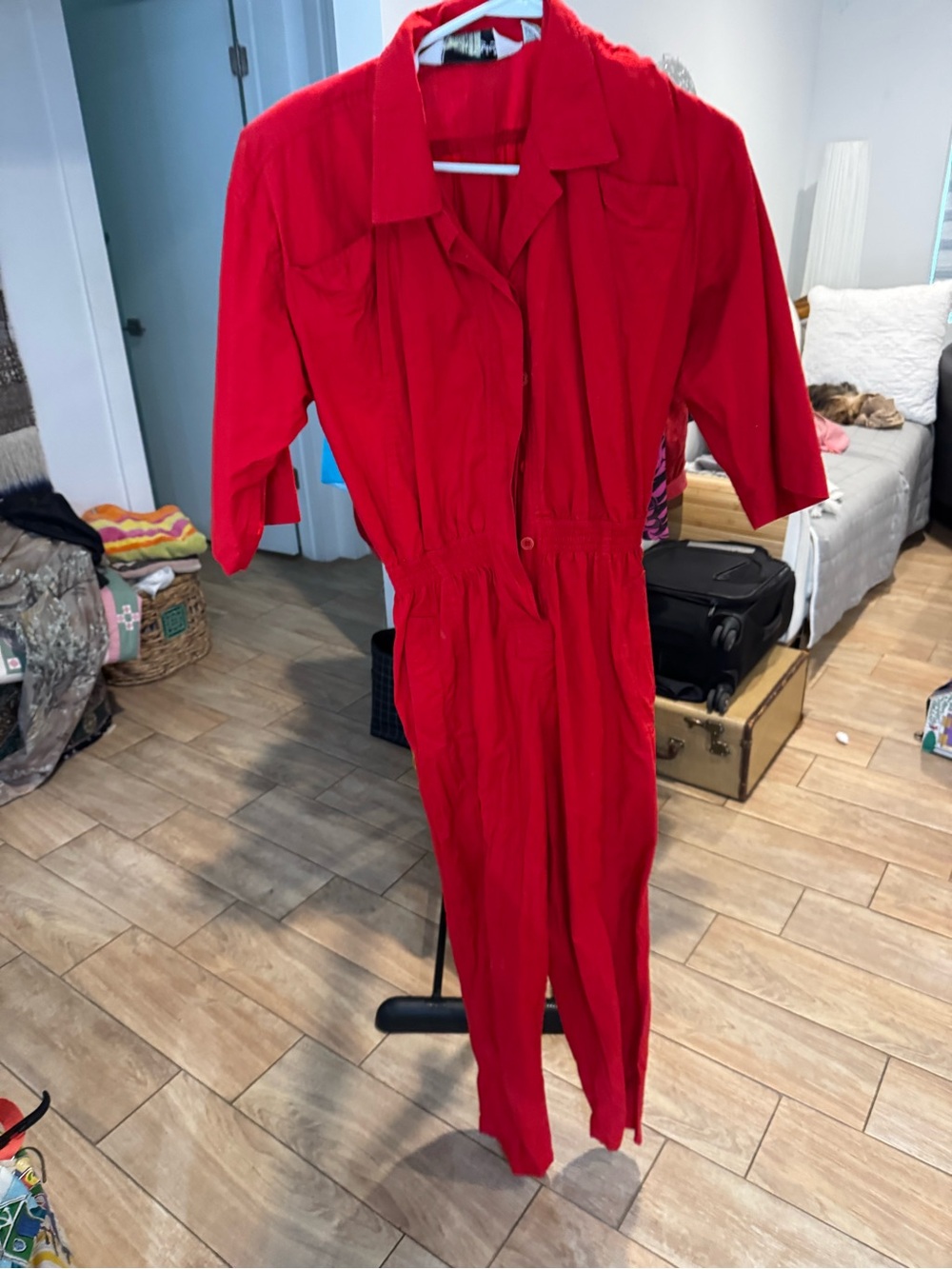 Gianfranco Ferre Red Collared Button-Front Jumpsuit